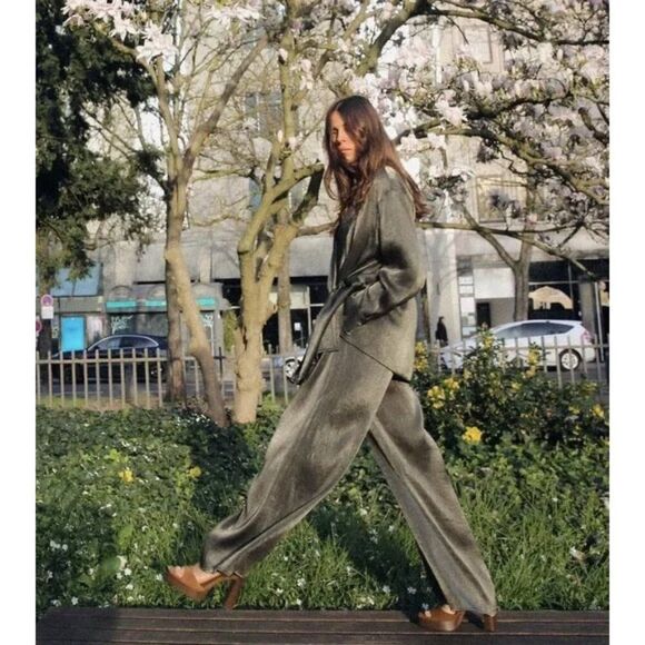 Zara Olive Wide Leg Pants - Picture 6 of 6